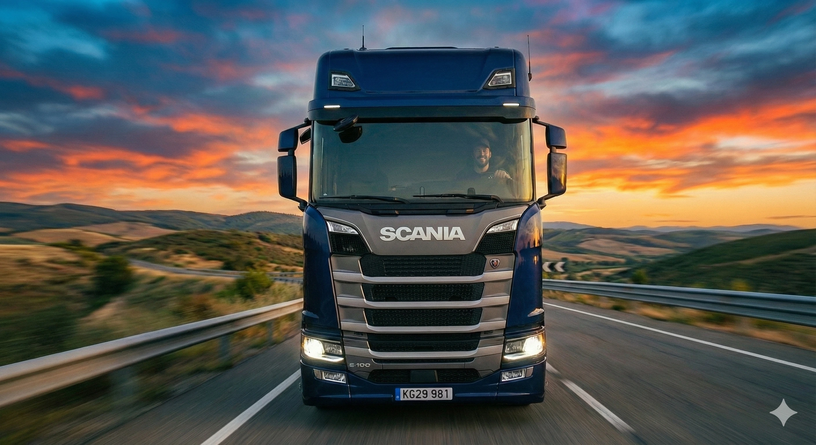 Flota de camiones en movimiento