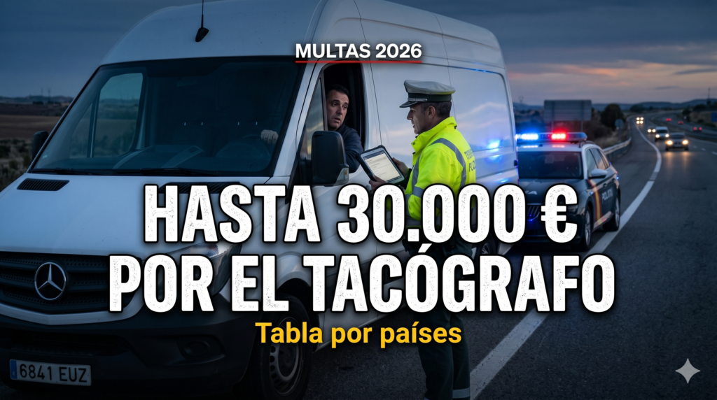 Multas de hasta 30.000 € por no llevar tacógrafo en furgoneta — Tabla por países 2026